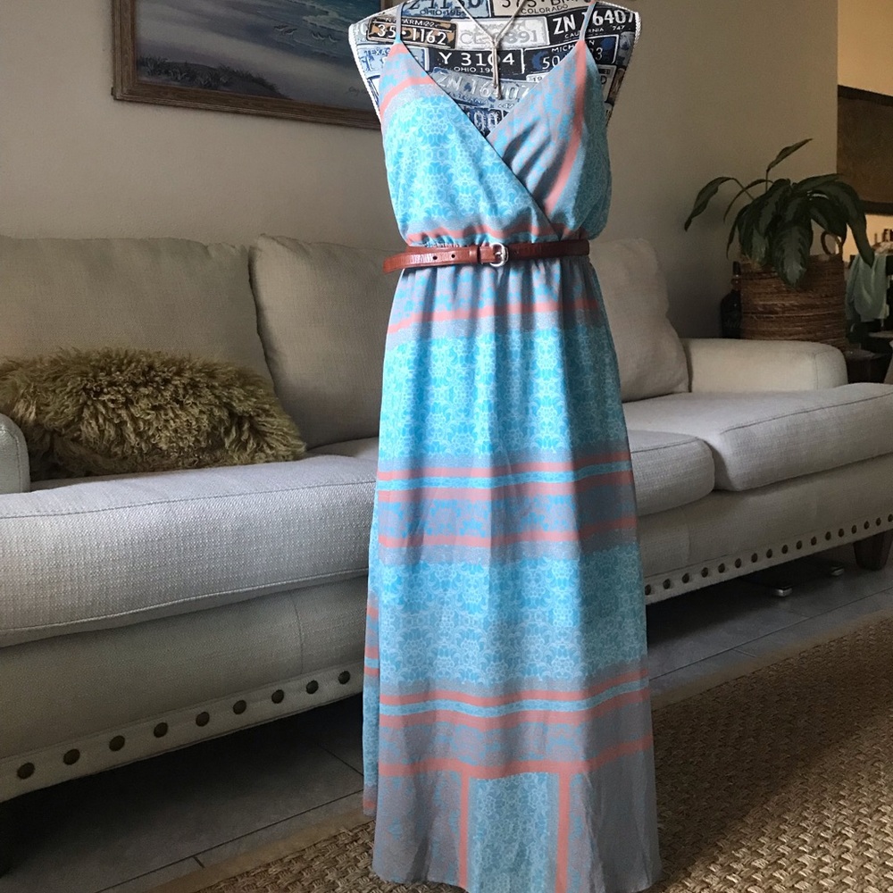 100% silk adjustable straps maxi  dress